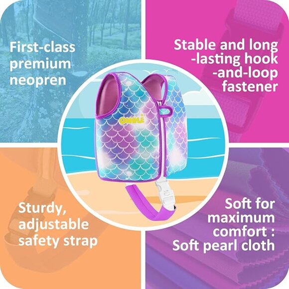 Oshyle Neoprene Mermaid Swim Vest for Kids Adjustable‎ Safety Straps Toddler - Picture 9 of 9